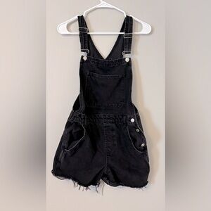 Black TopShop Moto Frayed Overalls